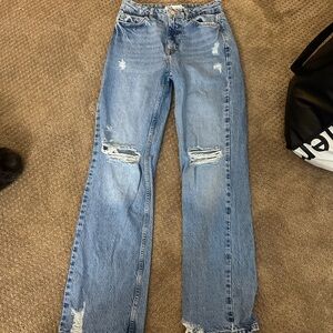 Zara Light Blue Distressed Women Jeans